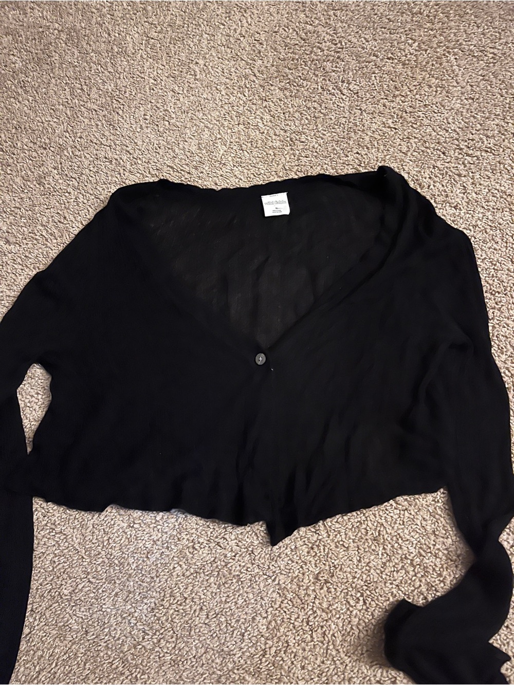 wild fable Black Ribbed Cropped Cardigan med.